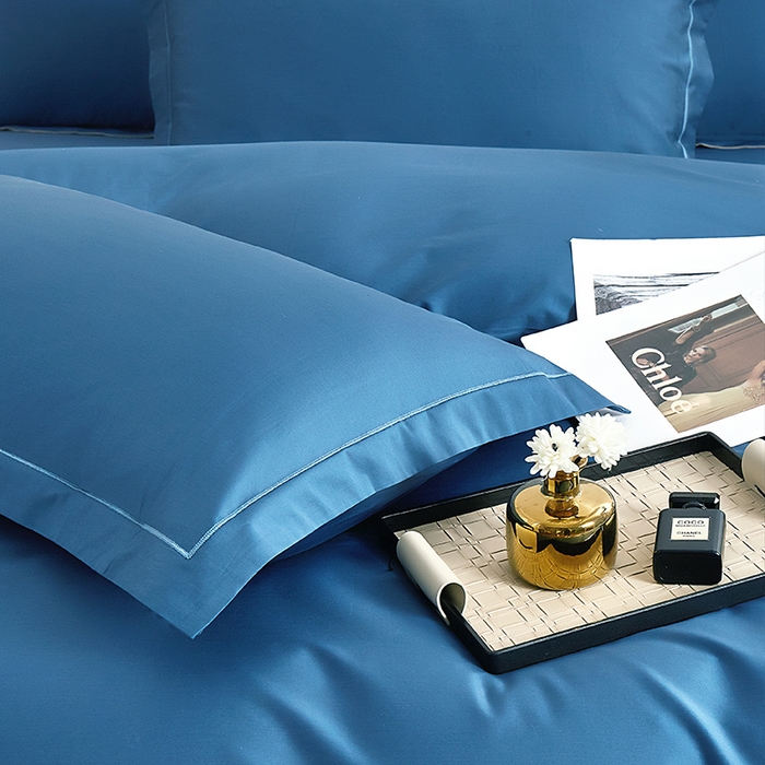 91家纺网 家纺一手货源 找家纺 皇寝世家家居 2025新款A类双股100全棉四件套-柔梦系列 柔梦-海蓝色