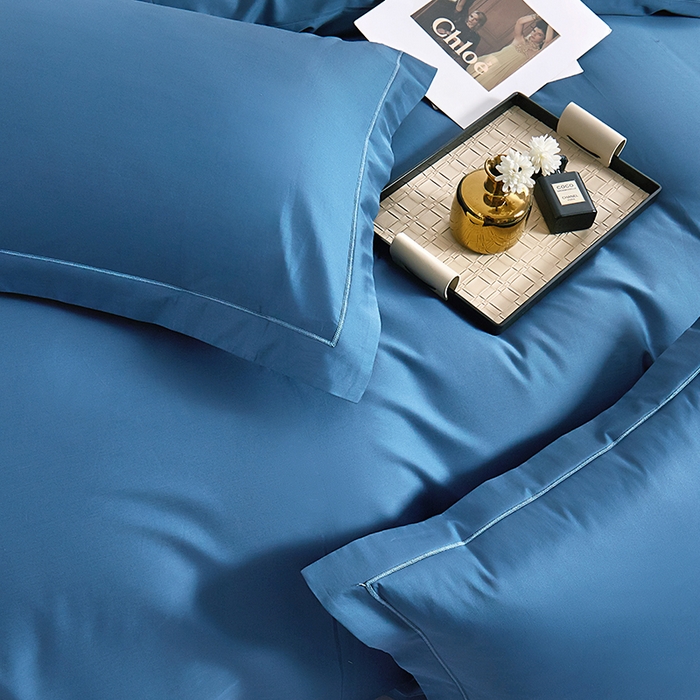 91家纺网 家纺一手货源 找家纺 皇寝世家家居 2025新款A类双股100全棉四件套-柔梦系列 柔梦-海蓝色