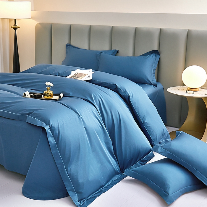 91家纺网 家纺一手货源 找家纺 皇寝世家家居 2025新款A类双股100全棉四件套-柔梦系列 柔梦-海蓝色