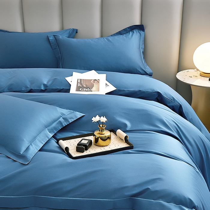 91家纺网 家纺一手货源 找家纺 皇寝世家家居 2025新款A类双股100全棉四件套-柔梦系列 柔梦-海蓝色