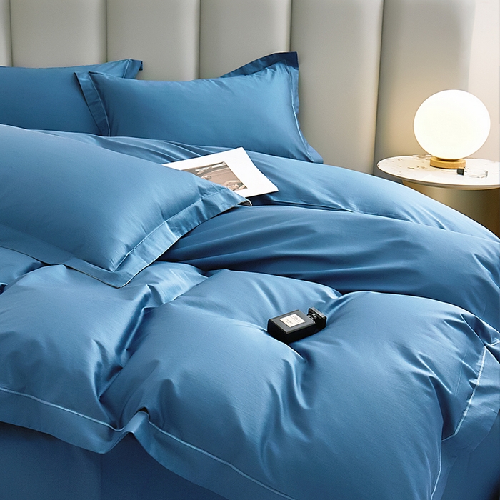 91家纺网 家纺一手货源 找家纺 皇寝世家家居 2025新款A类双股100全棉四件套-柔梦系列 柔梦-海蓝色
