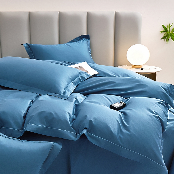 91家纺网 家纺一手货源 找家纺 皇寝世家家居 2025新款A类双股100全棉四件套-柔梦系列 柔梦-海蓝色
