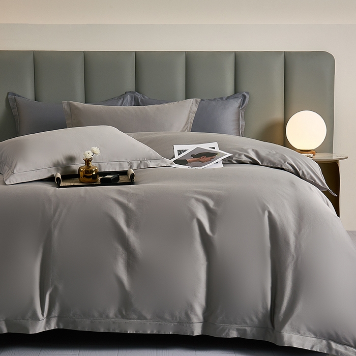 皇寝世家家居 2025新款A类双股100全棉四件套-柔梦系列 柔梦-浅灰色