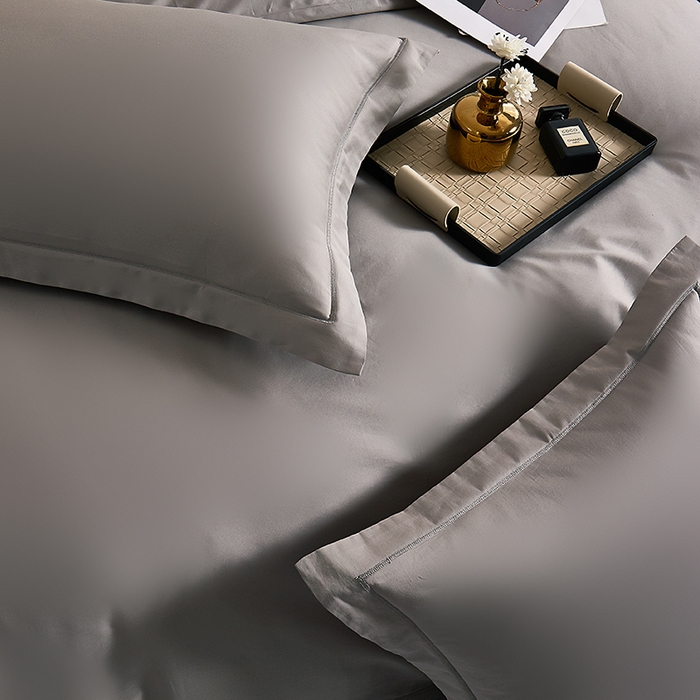 91家纺网 家纺一手货源 找家纺 皇寝世家家居 2025新款A类双股100全棉四件套-柔梦系列 柔梦-浅灰色