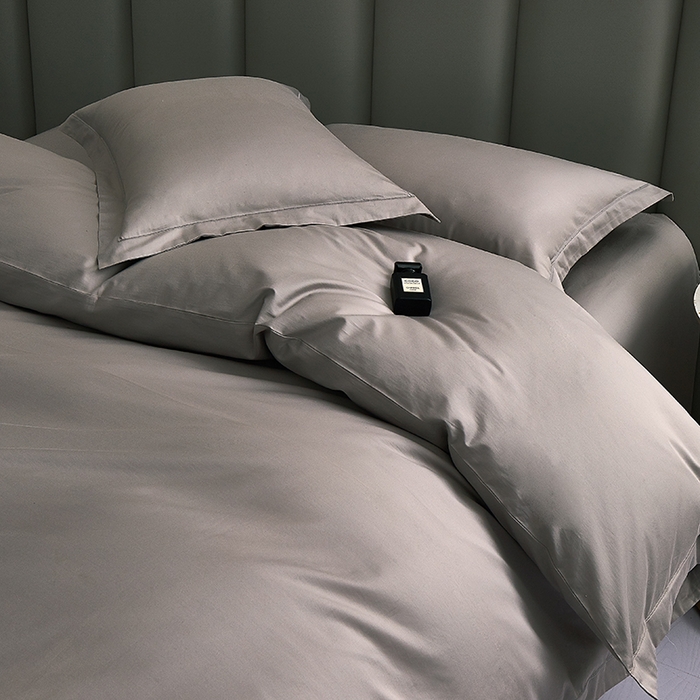 91家纺网 家纺一手货源 找家纺 皇寝世家家居 2025新款A类双股100全棉四件套-柔梦系列 柔梦-浅灰色