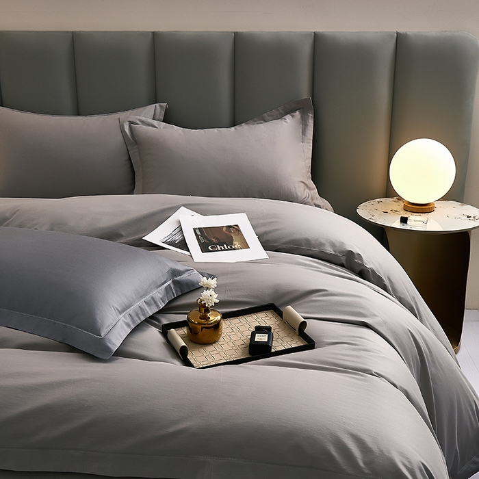 91家纺网 家纺一手货源 找家纺 皇寝世家家居 2025新款A类双股100全棉四件套-柔梦系列 柔梦-浅灰色