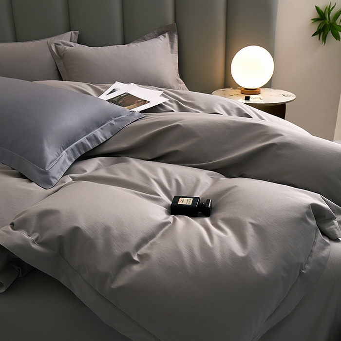 91家纺网 家纺一手货源 找家纺 皇寝世家家居 2025新款A类双股100全棉四件套-柔梦系列 柔梦-浅灰色