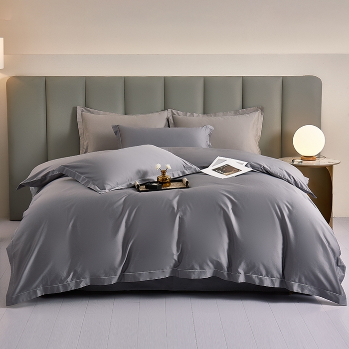 91家纺网 家纺一手货源 找家纺 皇寝世家家居 2025新款A类双股100全棉四件套-柔梦系列 柔梦-深灰色