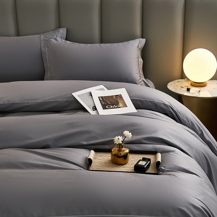 91家纺网 家纺一手货源 找家纺 皇寝世家家居 2025新款A类双股100全棉四件套-柔梦系列 柔梦-深灰色