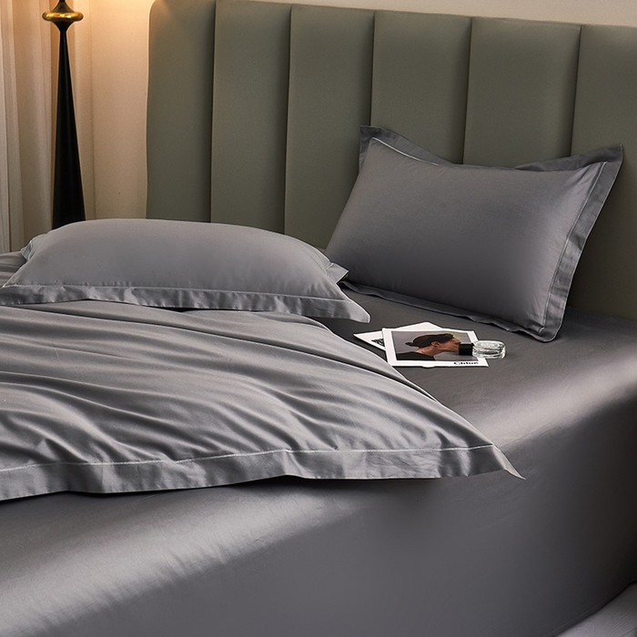 91家纺网 家纺一手货源 找家纺 皇寝世家家居 2025新款A类双股100全棉四件套-柔梦系列 柔梦-深灰色