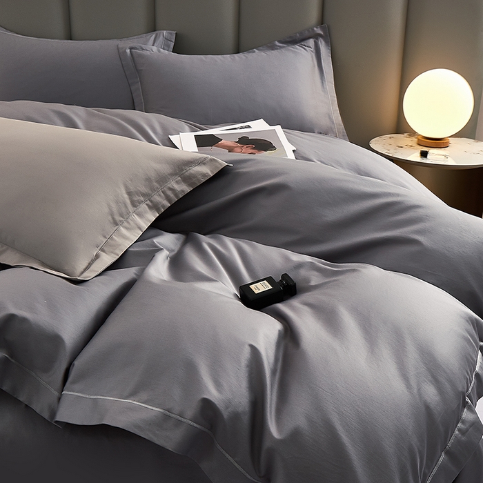 91家纺网 家纺一手货源 找家纺 皇寝世家家居 2025新款A类双股100全棉四件套-柔梦系列 柔梦-深灰色