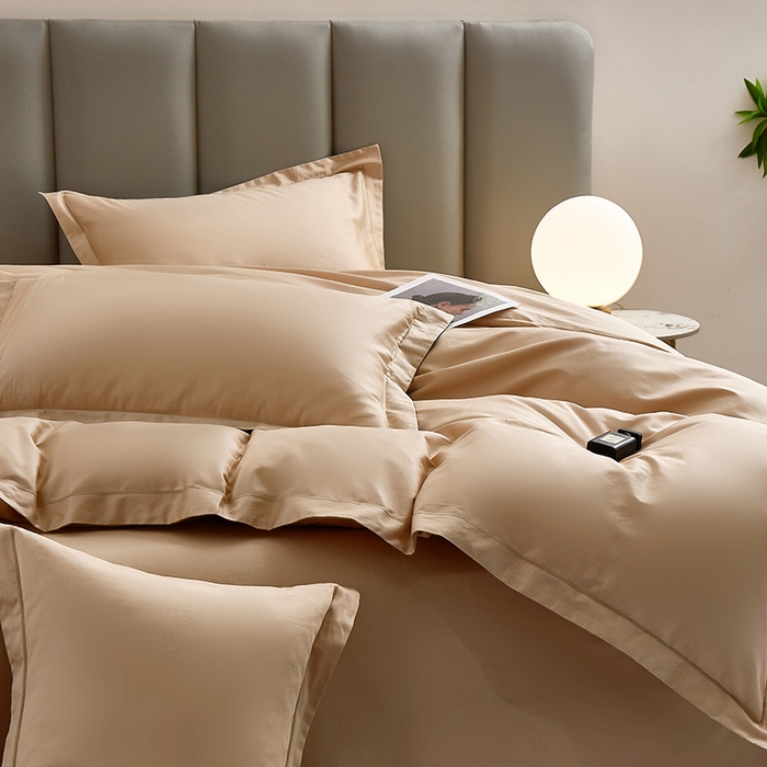 91家纺网 家纺一手货源 找家纺 皇寝世家家居 2025新款A类双股100全棉四件套-柔梦系列 柔梦-香槟金