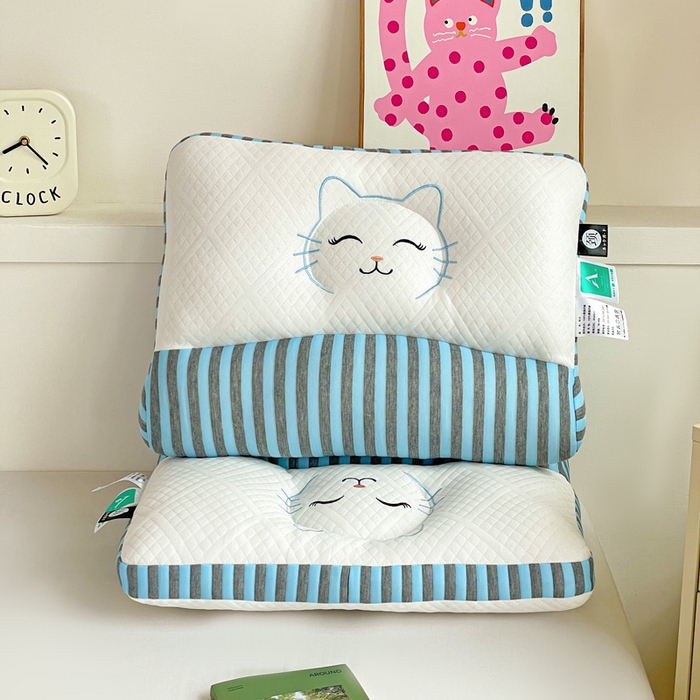 91家纺网 家纺一手货源 找家纺 （总）卓昌枕芯 2025新款学生情侣笑脸猫护颈枕枕头枕芯