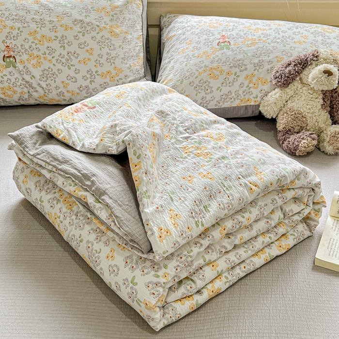 91家纺网 家纺一手货源 找家纺 一比一家纺 2025新款云感皱皱纱简单款夏被夏凉被空调被四件套 妮可