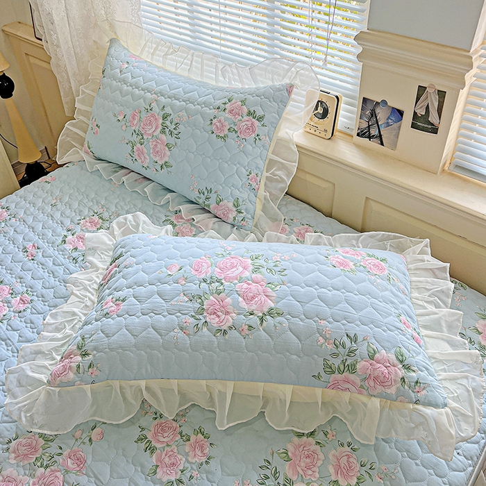 91家纺网 家纺一手货源 找家纺 （总）艾橙家纺 2025新款雪纺花边加棉床笠款单品四件套-单枕套