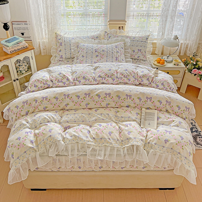 91家纺网 家纺一手货源 找家纺 艾橙家纺 2025新款雪纺花边加棉床笠款单品四件套-单枕套 半旧时光