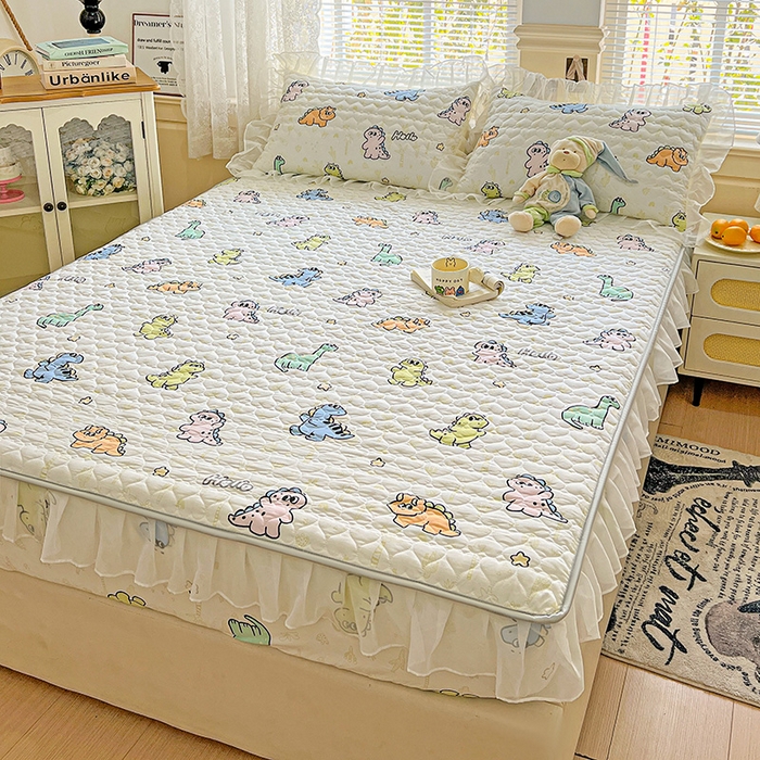 91家纺网 家纺一手货源 找家纺 艾橙家纺 2025新款雪纺花边加棉床笠款单品四件套-单枕套 恐龙日记