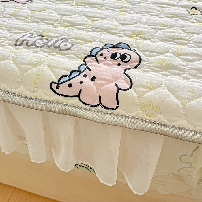 91家纺网 家纺一手货源 找家纺 艾橙家纺 2025新款雪纺花边加棉床笠款单品四件套-单枕套 恐龙日记