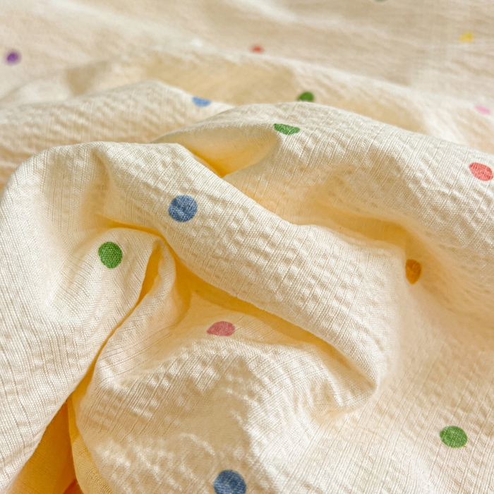 91家纺网 家纺一手货源 找家纺 一比一家纺 2025新款云感皱皱纱简单款夏被夏凉被空调被四件套 彩波点