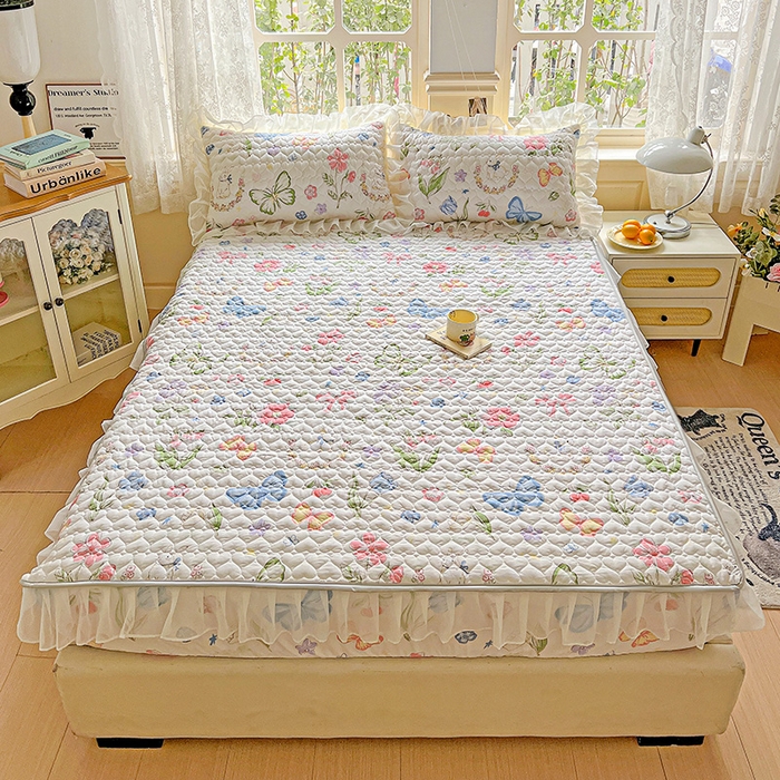 91家纺网 家纺一手货源 找家纺 艾橙家纺 2025新款雪纺花边加棉床笠款单品四件套-单枕套 茉莉兔