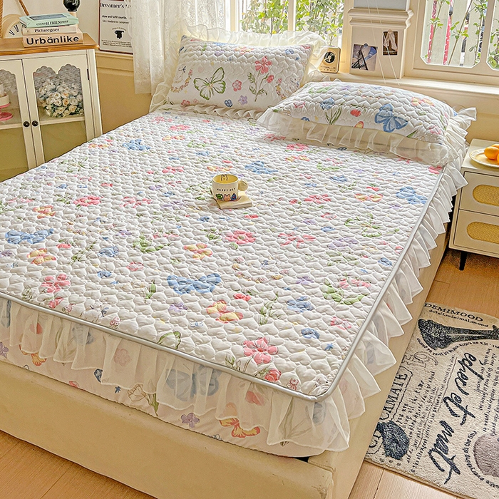 91家纺网 家纺一手货源 找家纺 艾橙家纺 2025新款雪纺花边加棉床笠款单品四件套-单枕套 茉莉兔