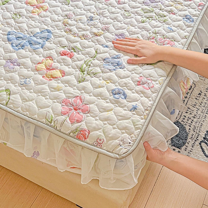 91家纺网 家纺一手货源 找家纺 艾橙家纺 2025新款雪纺花边加棉床笠款单品四件套-单枕套 茉莉兔