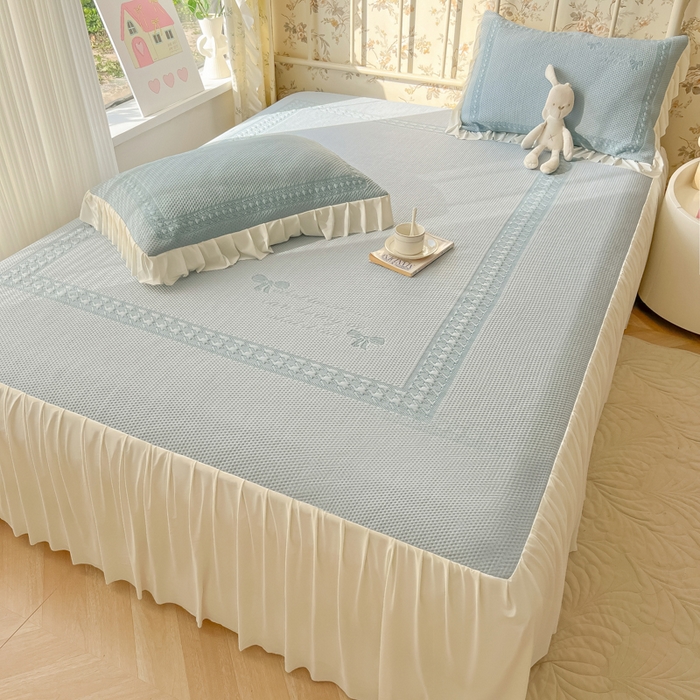 91家纺网 家纺一手货源 找家纺 繁花家居 2025新款冰岛赋能凉席席子凉席三件套-蝴蝶公主 蝴蝶公主-蓝