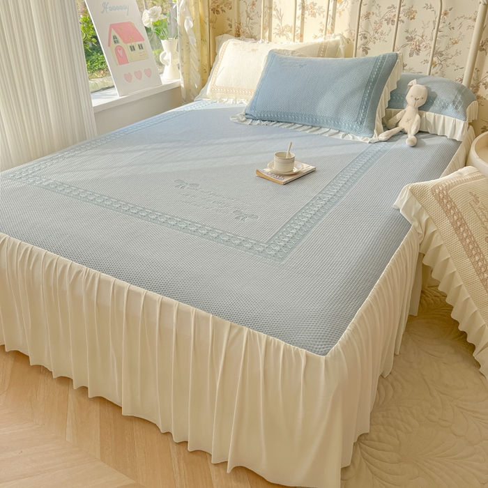 91家纺网 家纺一手货源 找家纺 繁花家居 2025新款冰岛赋能凉席席子凉席三件套-蝴蝶公主 蝴蝶公主-蓝