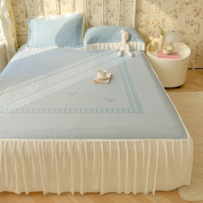 91家纺网 家纺一手货源 找家纺 繁花家居 2025新款冰岛赋能凉席席子凉席三件套-蝴蝶公主 蝴蝶公主-蓝