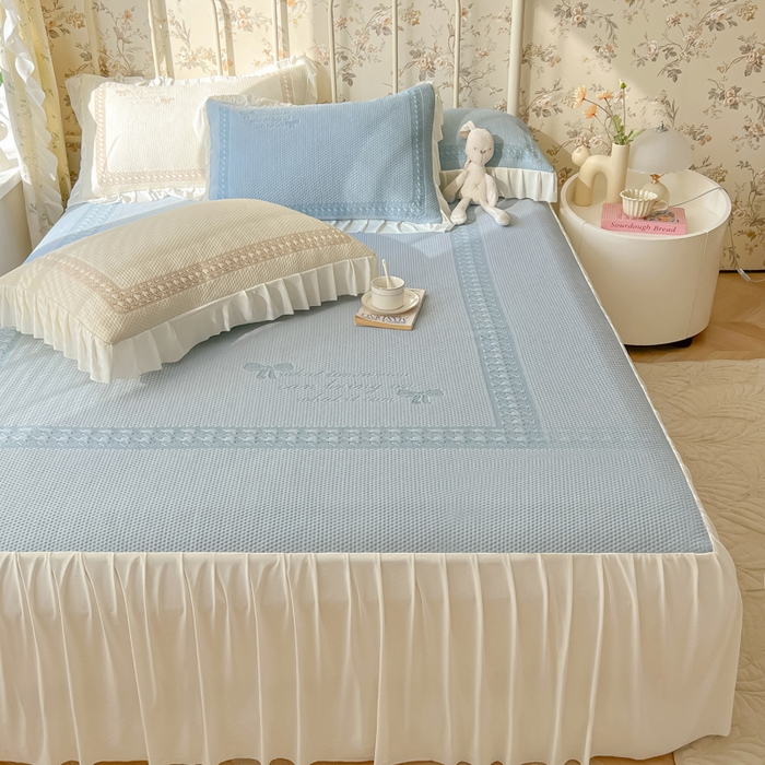 91家纺网 家纺一手货源 找家纺 繁花家居 2025新款冰岛赋能凉席席子凉席三件套-蝴蝶公主 蝴蝶公主-蓝