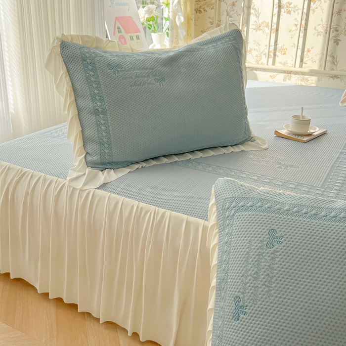 91家纺网 家纺一手货源 找家纺 繁花家居 2025新款冰岛赋能凉席席子凉席三件套-蝴蝶公主 蝴蝶公主-蓝