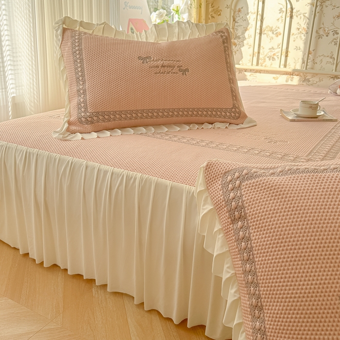 91家纺网 家纺一手货源 找家纺 繁花家居 2025新款冰岛赋能凉席席子凉席三件套-蝴蝶公主 蝴蝶公主-粉