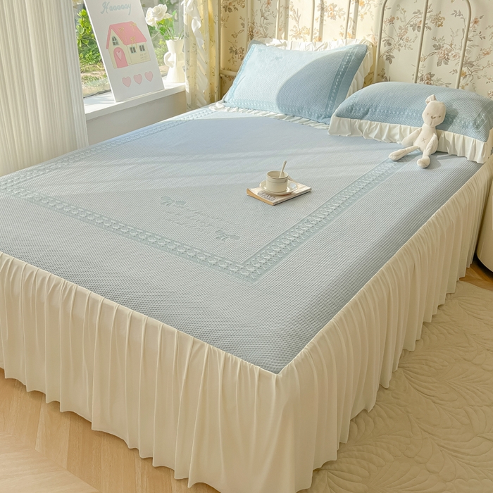 91家纺网 家纺一手货源 找家纺 繁花家居 2025新款冰岛赋能凉席席子凉席三件套-蝴蝶公主 蝴蝶公主-蓝