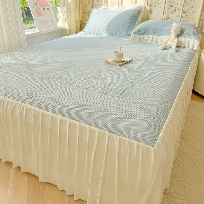 91家纺网 家纺一手货源 找家纺 繁花家居 2025新款冰岛赋能凉席席子凉席三件套-蝴蝶公主 蝴蝶公主-蓝