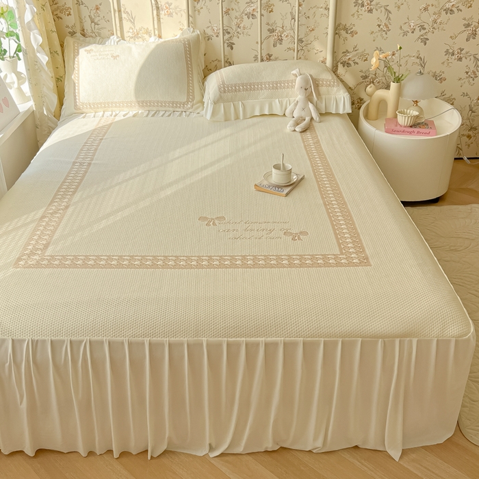 91家纺网 家纺一手货源 找家纺 繁花家居 2025新款冰岛赋能凉席席子凉席三件套-蝴蝶公主 蝴蝶公主-米