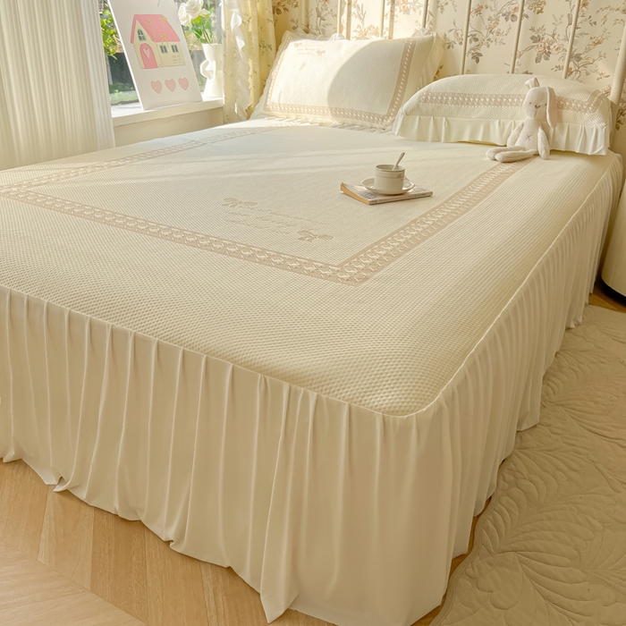 91家纺网 家纺一手货源 找家纺 繁花家居 2025新款冰岛赋能凉席席子凉席三件套-蝴蝶公主 蝴蝶公主-米