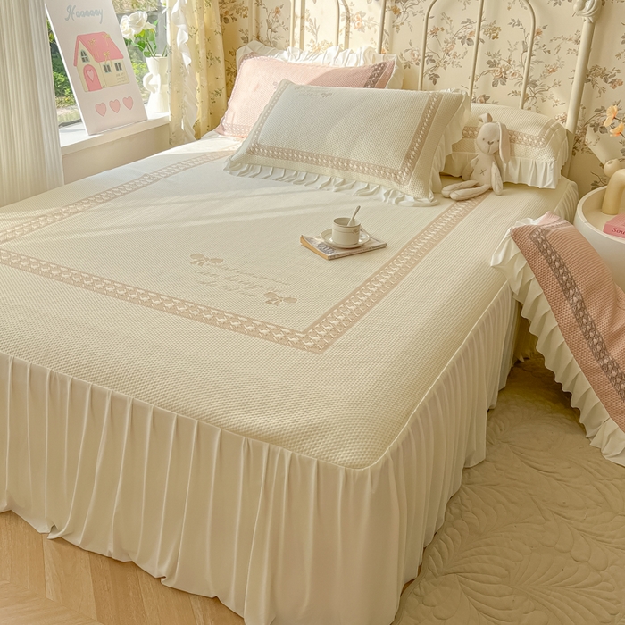 91家纺网 家纺一手货源 找家纺 繁花家居 2025新款冰岛赋能凉席席子凉席三件套-蝴蝶公主 蝴蝶公主-米