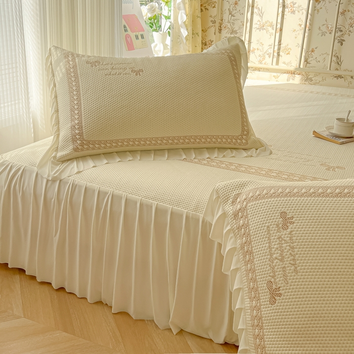 91家纺网 家纺一手货源 找家纺 繁花家居 2025新款冰岛赋能凉席席子凉席三件套-蝴蝶公主 蝴蝶公主-米