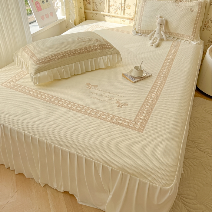 91家纺网 家纺一手货源 找家纺 繁花家居 2025新款冰岛赋能凉席席子凉席三件套-蝴蝶公主 蝴蝶公主-米