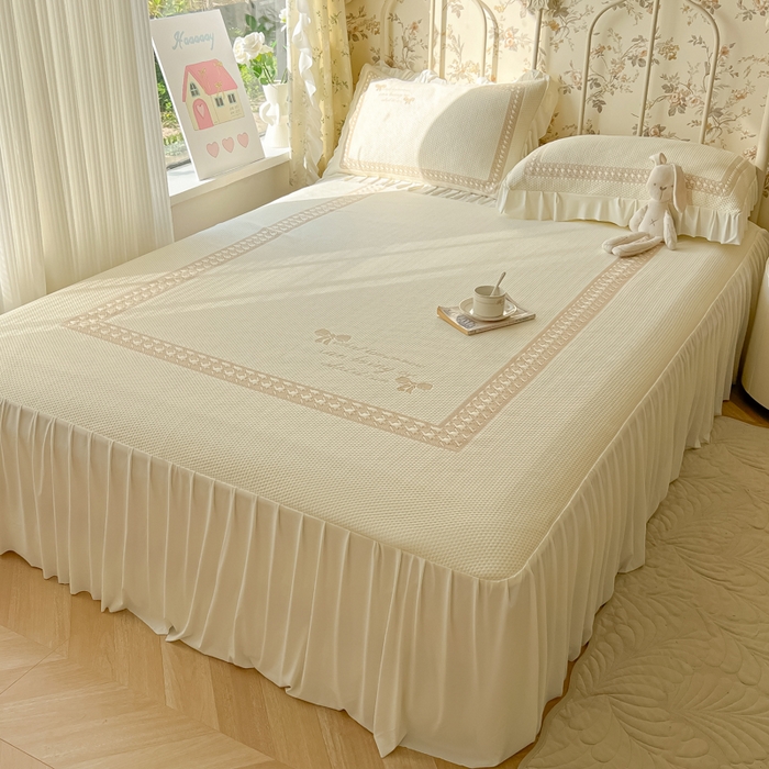 91家纺网 家纺一手货源 找家纺 繁花家居 2025新款冰岛赋能凉席席子凉席三件套-蝴蝶公主 蝴蝶公主-米