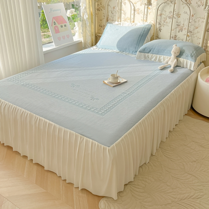 91家纺网 家纺一手货源 找家纺 繁花家居 2025新款冰岛赋能凉席席子凉席三件套-蝴蝶公主 蝴蝶公主-蓝