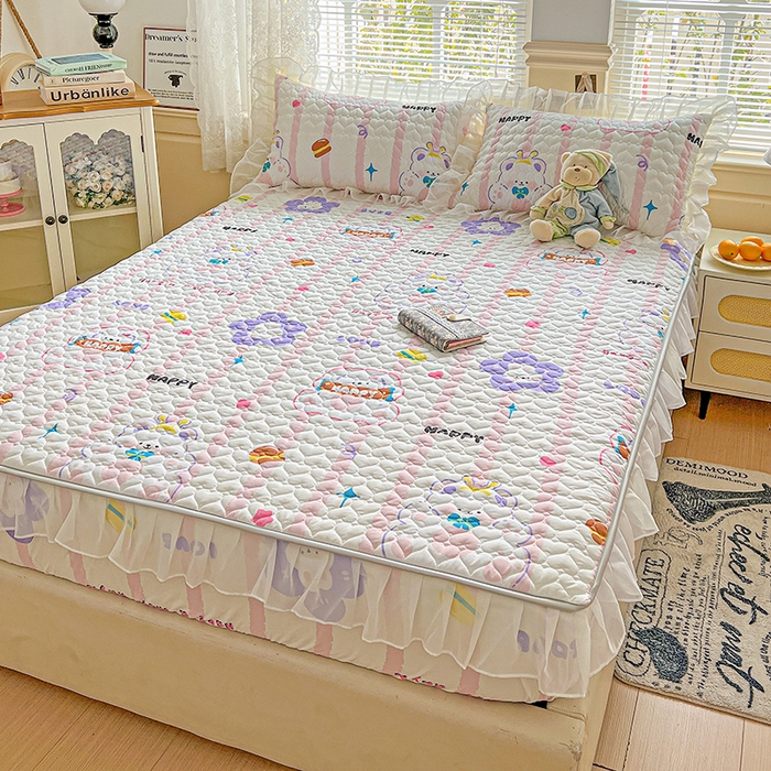 91家纺网 家纺一手货源 找家纺 艾橙家纺 2025新款雪纺花边加棉床笠款单品四件套-单枕套 心彩童话