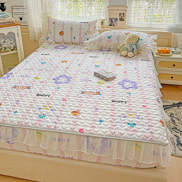 91家纺网 家纺一手货源 找家纺 艾橙家纺 2025新款雪纺花边加棉床笠款单品四件套-单枕套 心彩童话