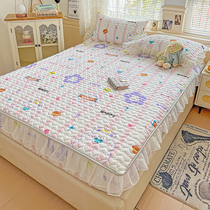 91家纺网 家纺一手货源 找家纺 艾橙家纺 2025新款雪纺花边加棉床笠款单品四件套-单枕套 心彩童话