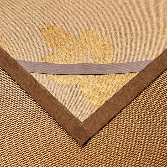 91家纺网 家纺一手货源 找家纺 绒艺席业 2025新款抗菌刺绣凉感冰藤席 发财-深檀咖