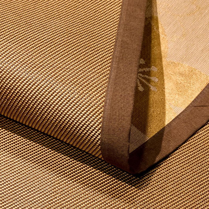 91家纺网 家纺一手货源 找家纺 绒艺席业 2025新款抗菌刺绣凉感冰藤席 发财-深檀咖