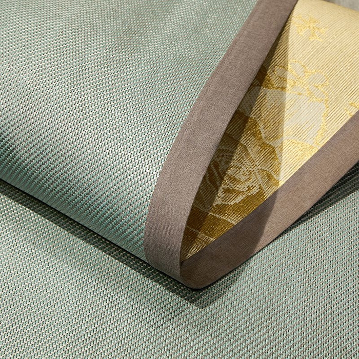 91家纺网 家纺一手货源 找家纺 绒艺席业 2025新款抗菌刺绣凉感冰藤席 发财-松木绿