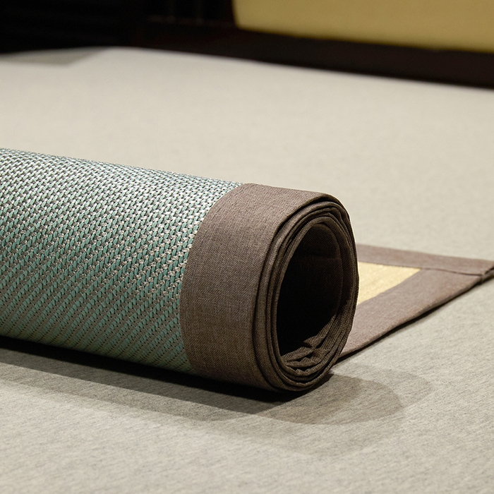 91家纺网 家纺一手货源 找家纺 绒艺席业 2025新款抗菌刺绣凉感冰藤席 发财-松木绿