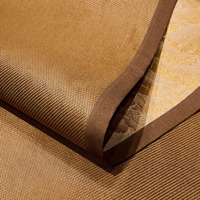 91家纺网 家纺一手货源 找家纺 绒艺席业 2025新款抗菌刺绣凉感冰藤席 发财-优雅金