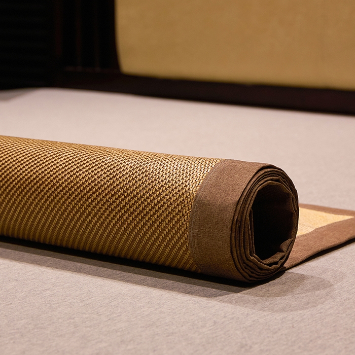 91家纺网 家纺一手货源 找家纺 绒艺席业 2025新款抗菌刺绣凉感冰藤席 发财-优雅金